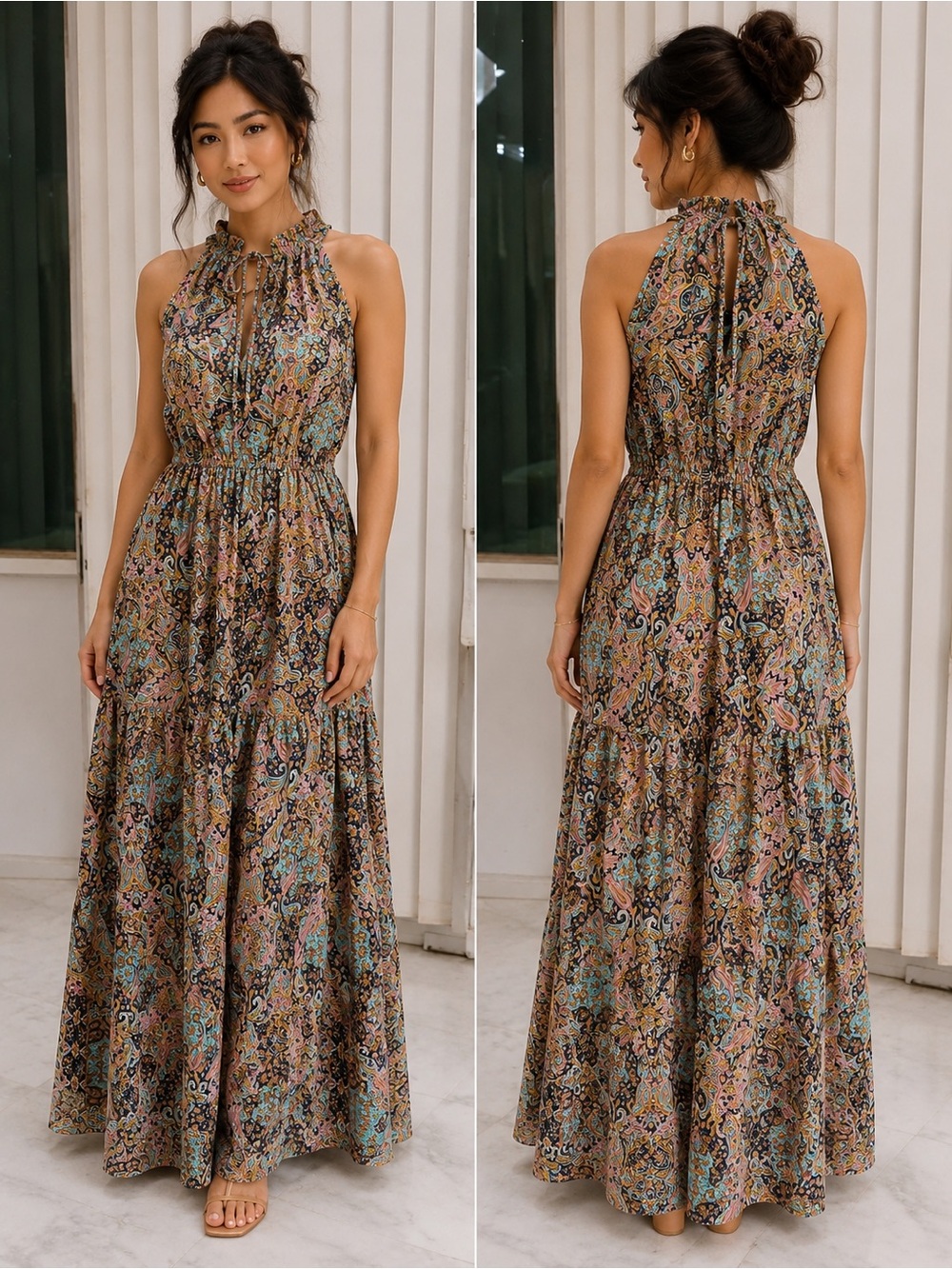 Made in India floral Boho Halter Maxi